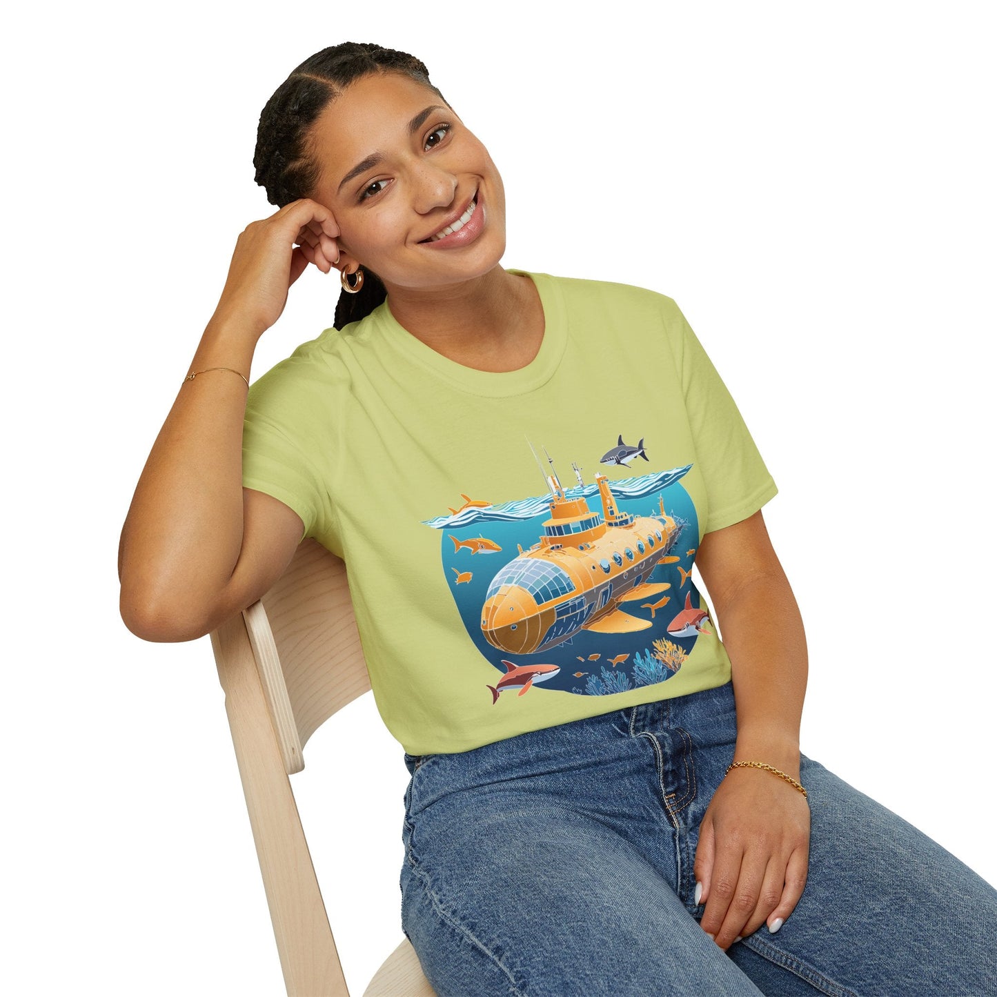 Ocean Themed Unisex Softstyle T Shirt 100 Percent Ring Spun Cotton U Boat Design Tee Everyday