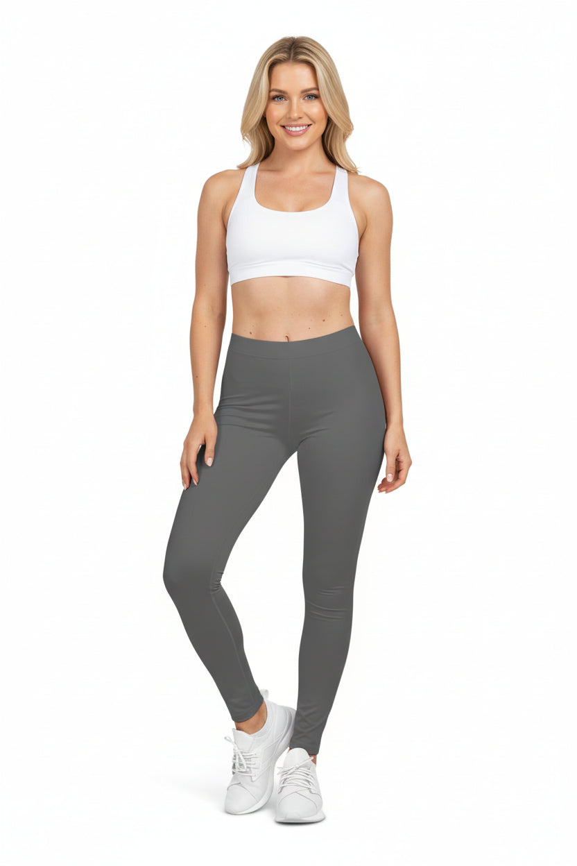 Dim Grey Color Women's Poly-Span Casual Leggings Print Everyday Activewear Pants