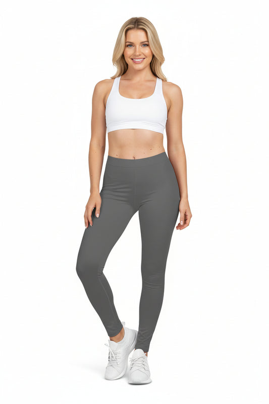 Dim Grey Color Women's Poly-Span Casual Leggings Print Everyday Activewear Pants