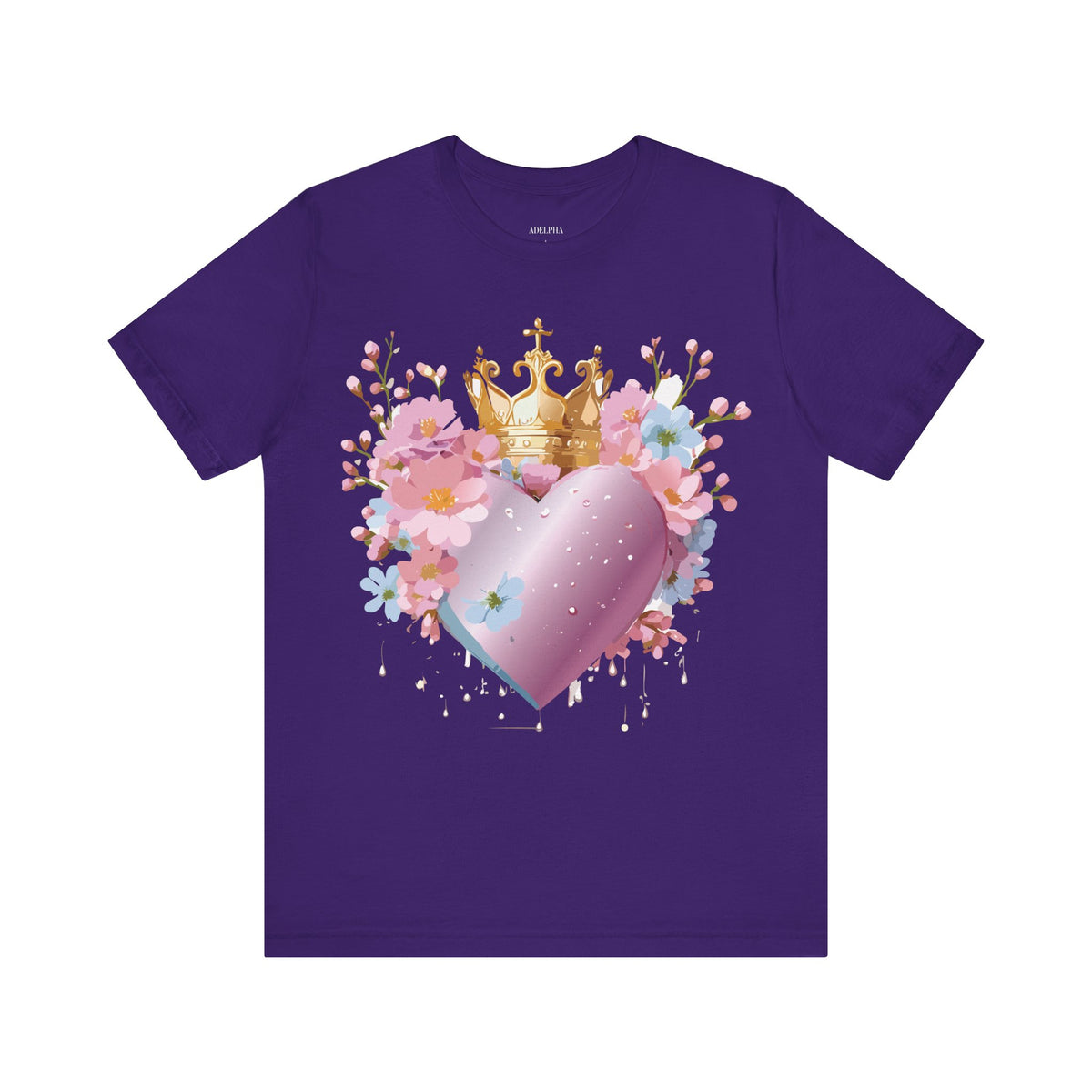 Valentine's Day Graphic Unisex Cotton Bella+Canvas Tee with Floral Art Design d115