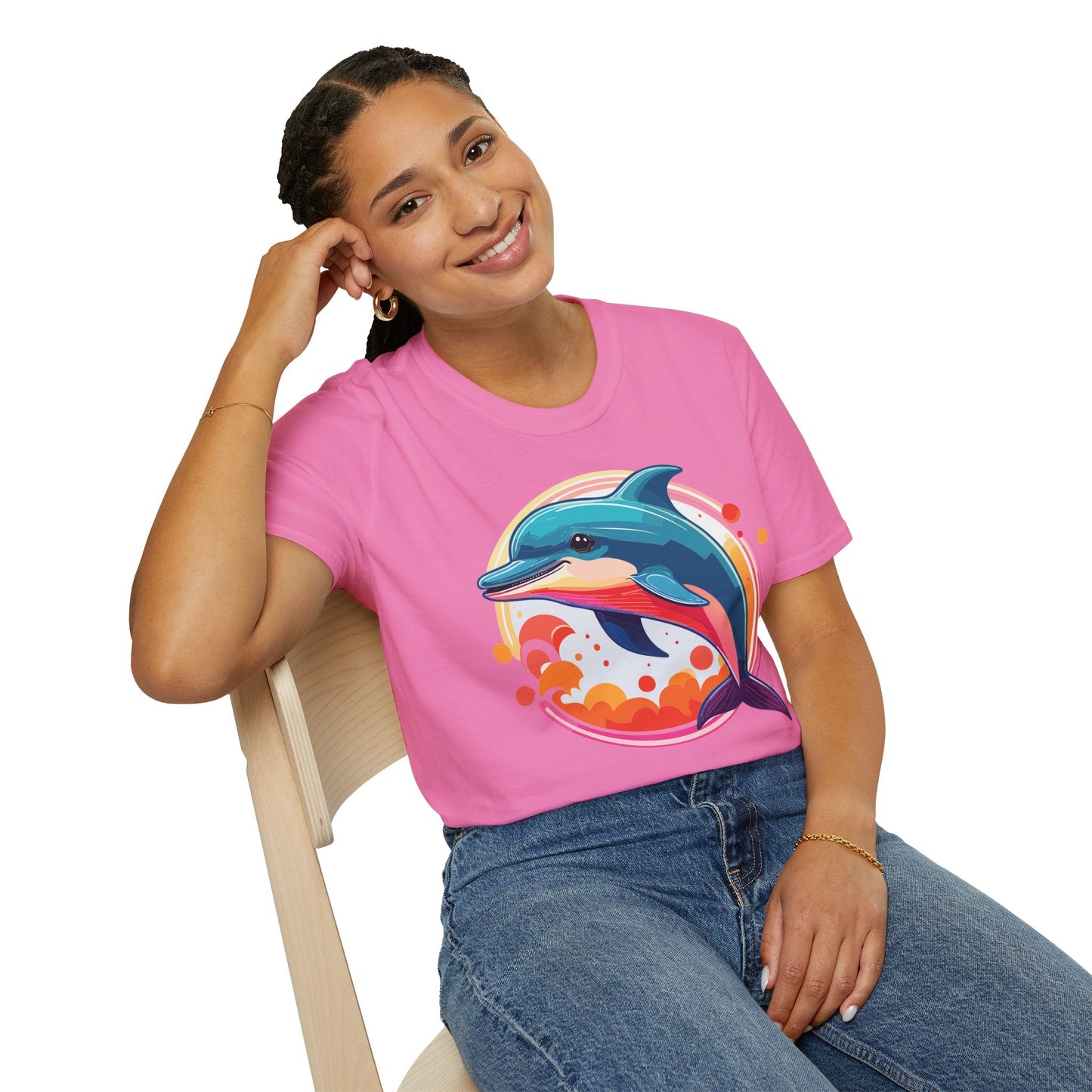Dolphin Shirt Unisex Softstyle Tee Short Sleeve 100 Percent Ring Spun Cotton Gildan 64000