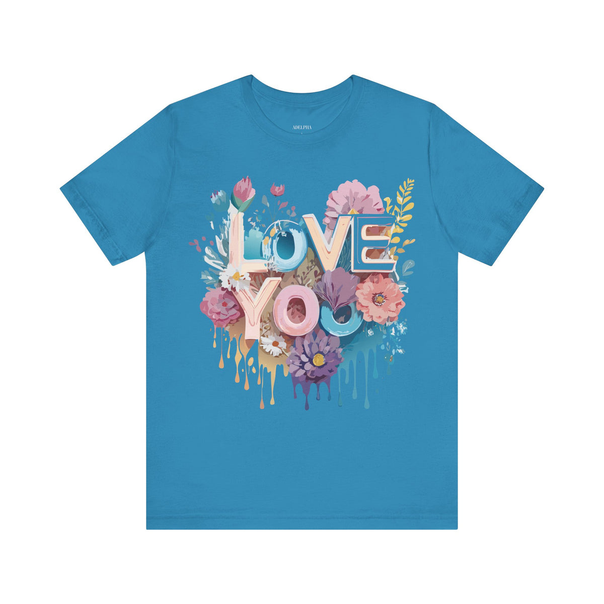 Valentine's Day Graphic Unisex Cotton Bella+Canvas Tee with Floral Art Design d127