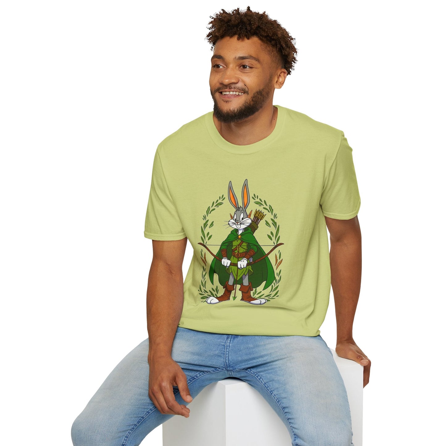Bugs Bunny T Shirt Cartoon Art Tee Unisex Gildan Softstyle 64000 100 Percent Ring Spun Cotton