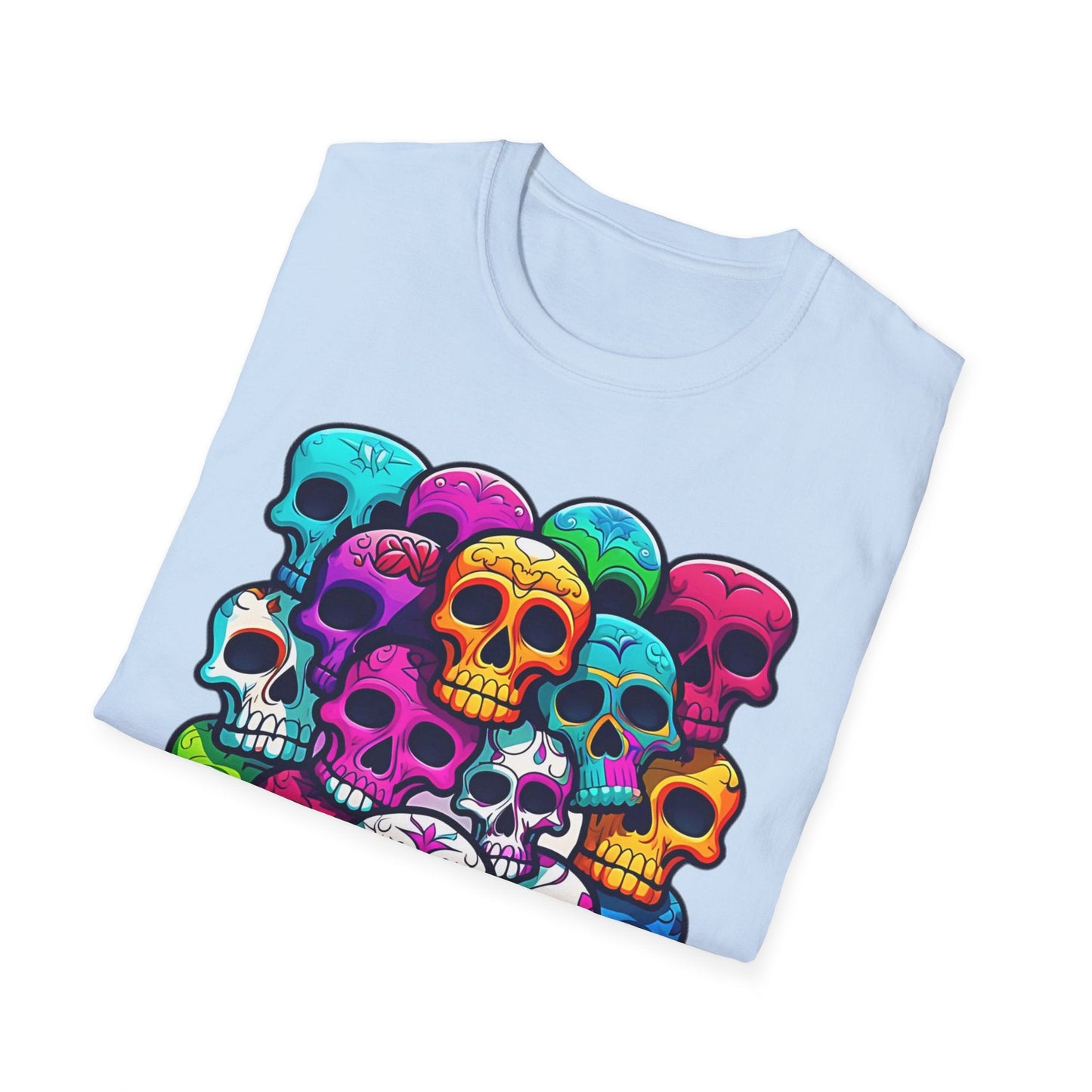 Unisex Skull Tee Shirt With Skeleton Design Gildan Softstyle 64000 100 Percent Ring Spun Cotton