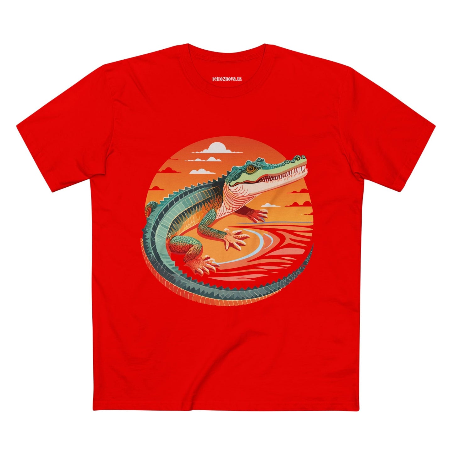 Unisex Crocodile Animal Shirt Premium Cotton Tee With Original Art Design From Retro2Nova Art Collection