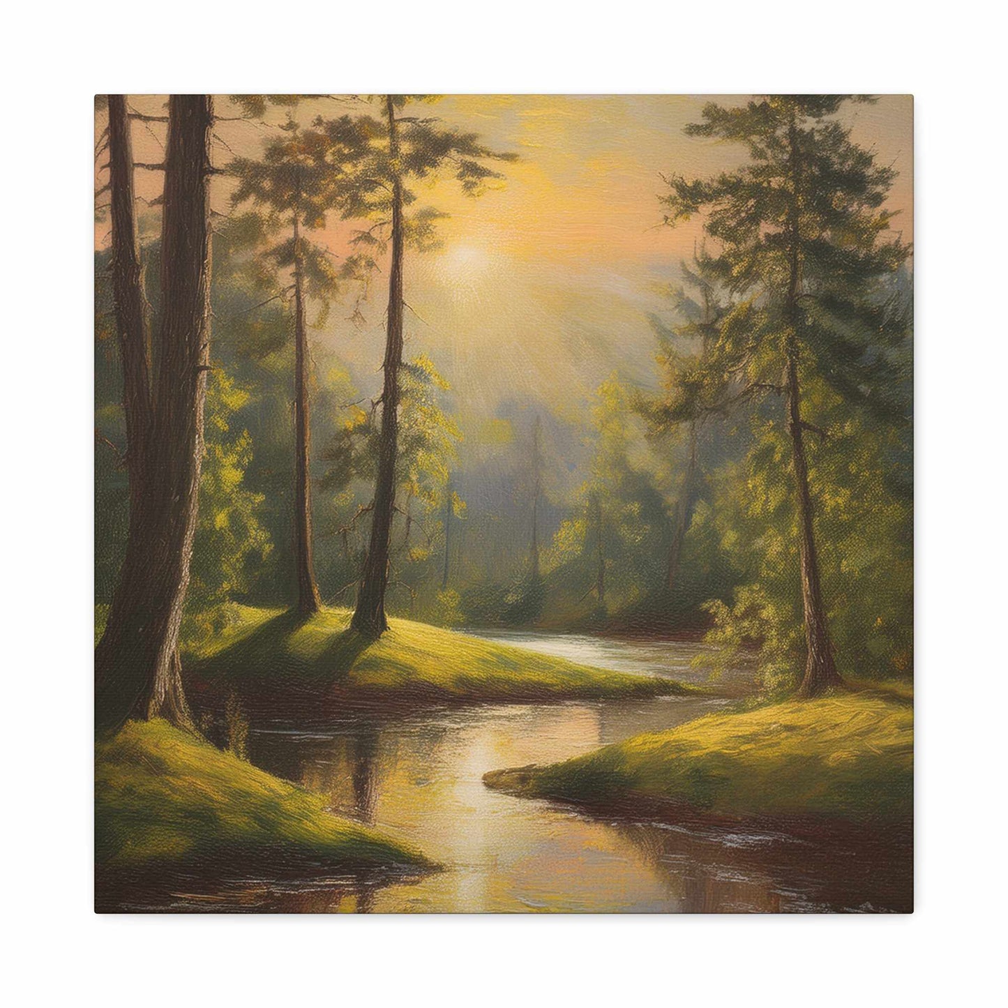 Forest Print Canvas, Trees Oil Paint Print 20x20, 24x24, 30x30, 32x32, 36x36 Art Design Print Pine-Wood Inner Frame MC-68