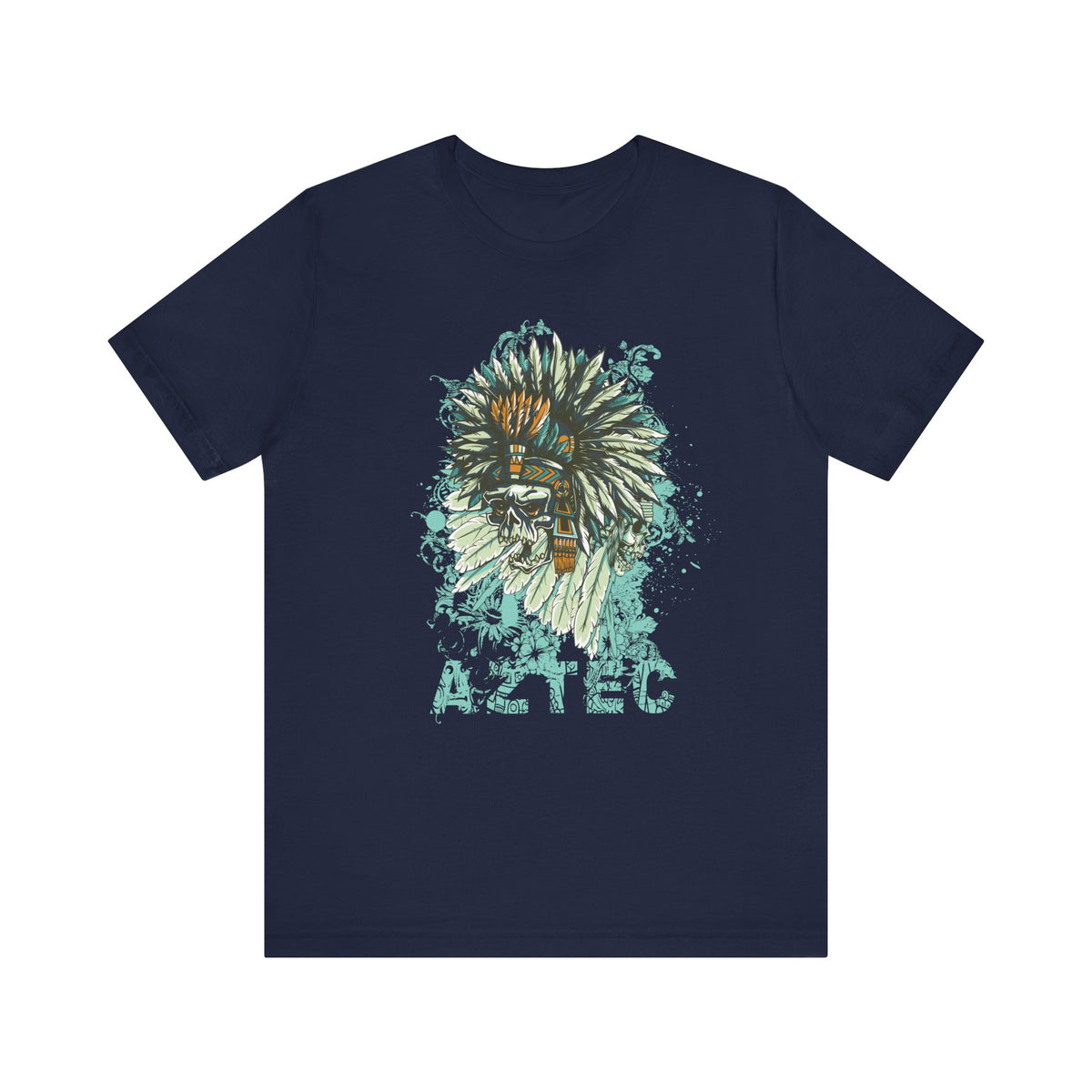 Aztec Headdress Skull T-Shirt Tribal Skull Graphic Unisex Cotton Tee Art-14