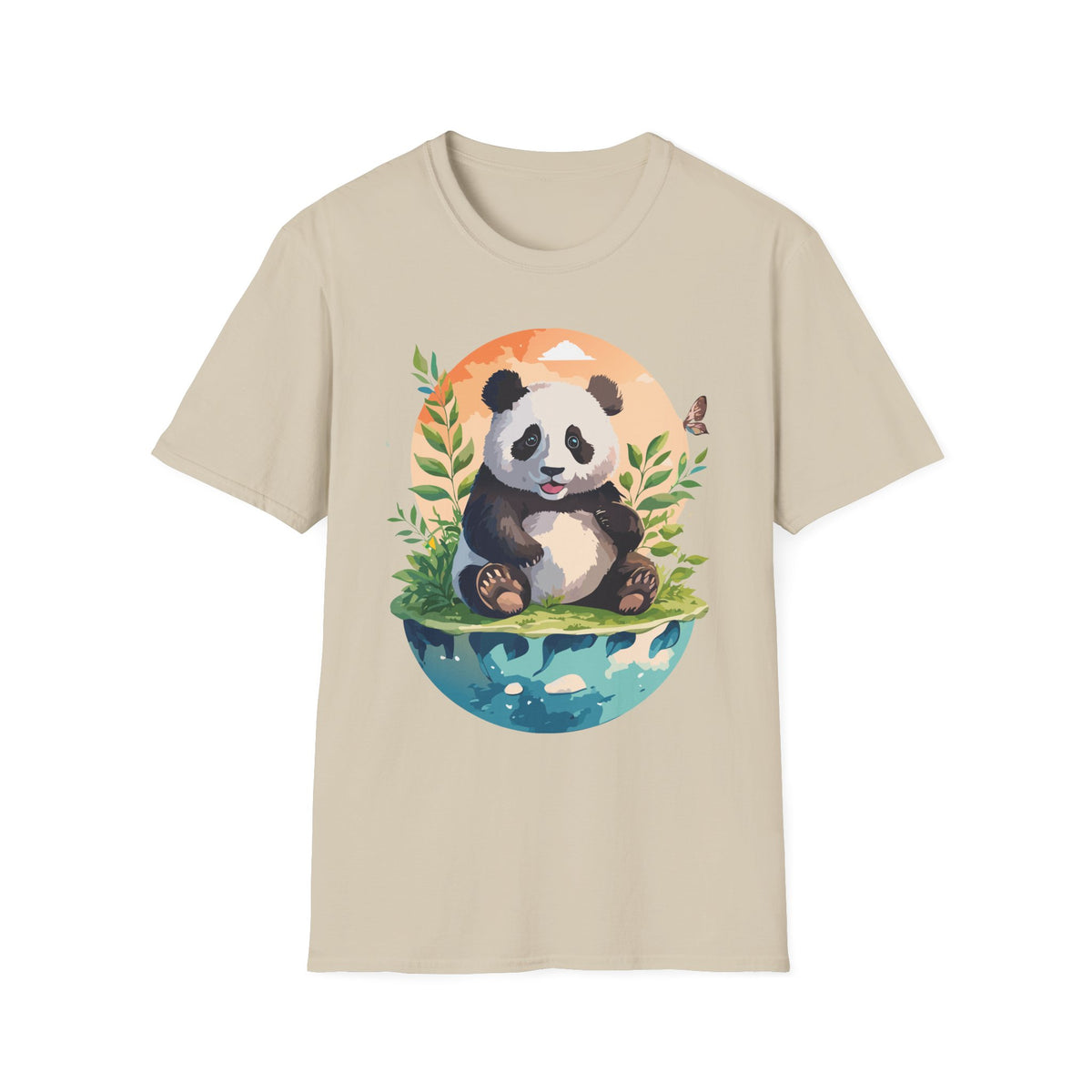 Cute Panda Illustration T-Shirt | Panda Bear Nature Scene