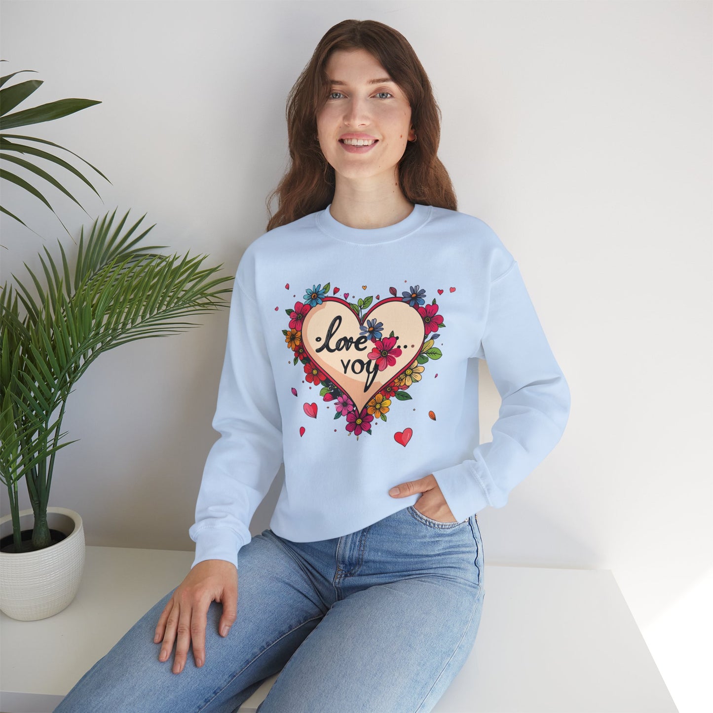 Big Heart Sweatshirt, Floral Heart Sweatshirt, Floral Love Sweatshirt, Valentine's Day Sweatshirt, Heart Floral Sweatshirt 109