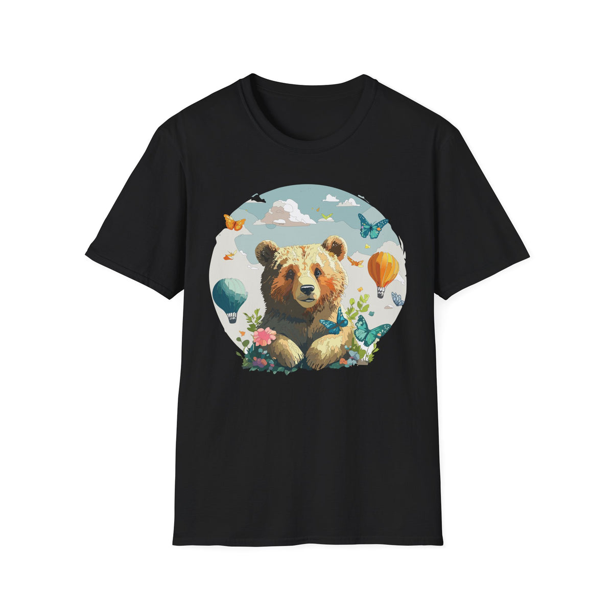 Cute Teddy Bear Balloon Garden Graphic Tee Unisex 100 Cotton Gildan T-Shirt