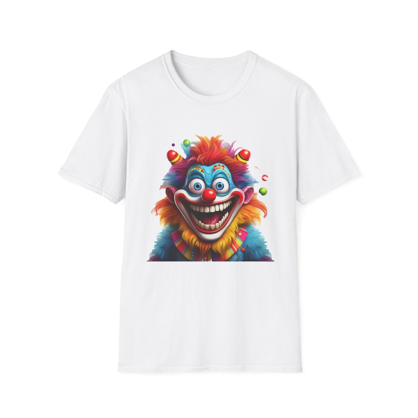 Clown Themed Unisex T Shirt Funny Man Circus Scary Man Tee Gildan Softstyle 64000 Cotton