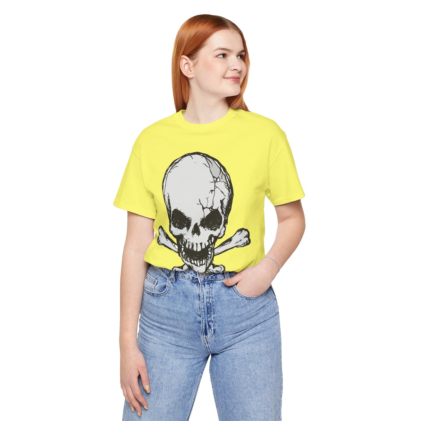 Grey Skull Graphic Design Tee, Skull Shirt, Vintage Tees, Art Design T-Shirt, Vintage Graphic Tee, Art Shirts with Skulls