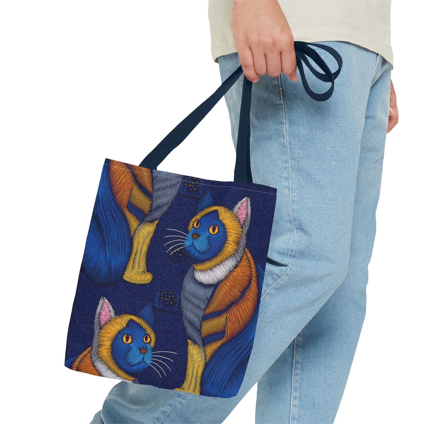 Denim Fabric Imitation Print Unisex Canvas Bag Poly Spun 3 Sizes Tote Bag 190-4
