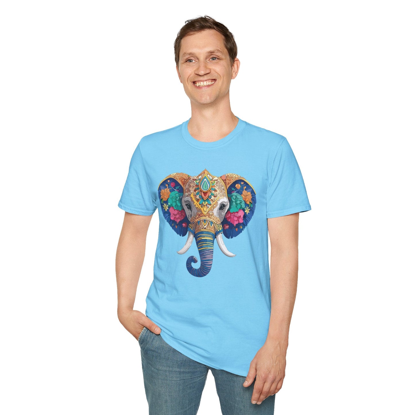 Elephant T Shirt Unisex Gildan Softstyle 64000 100 Percent Cotton Graphic Animal Tee