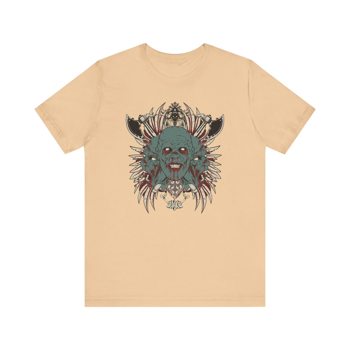 Zombie Skull Mandala T-Shirt Horror Graphic Tee, Gothic Skull Unisex Cotton Art-54-2