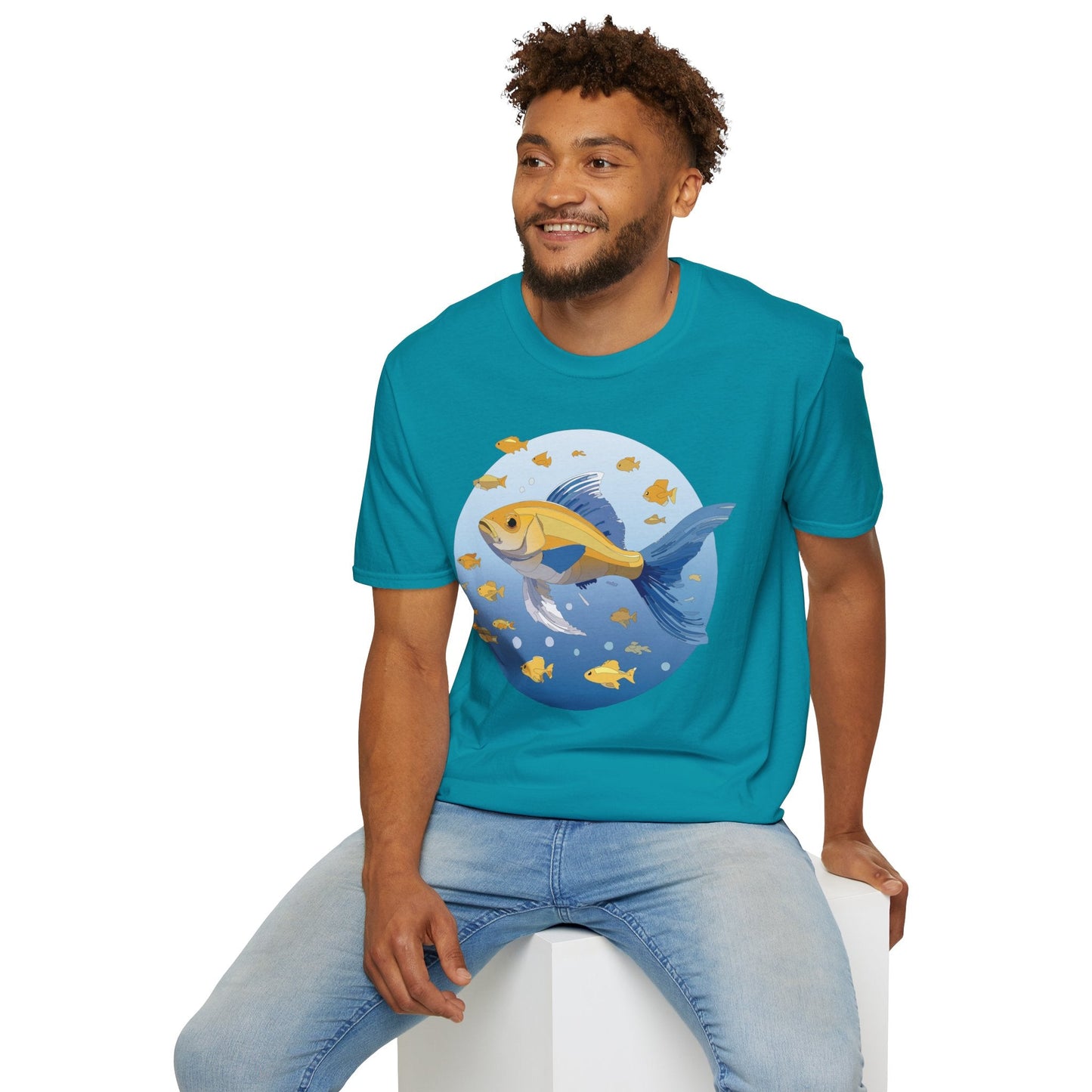 Fish Art Graphic Tee Shirt For Men And Women Unisex Cotton Softstyle Tee With Fish Artwork Design