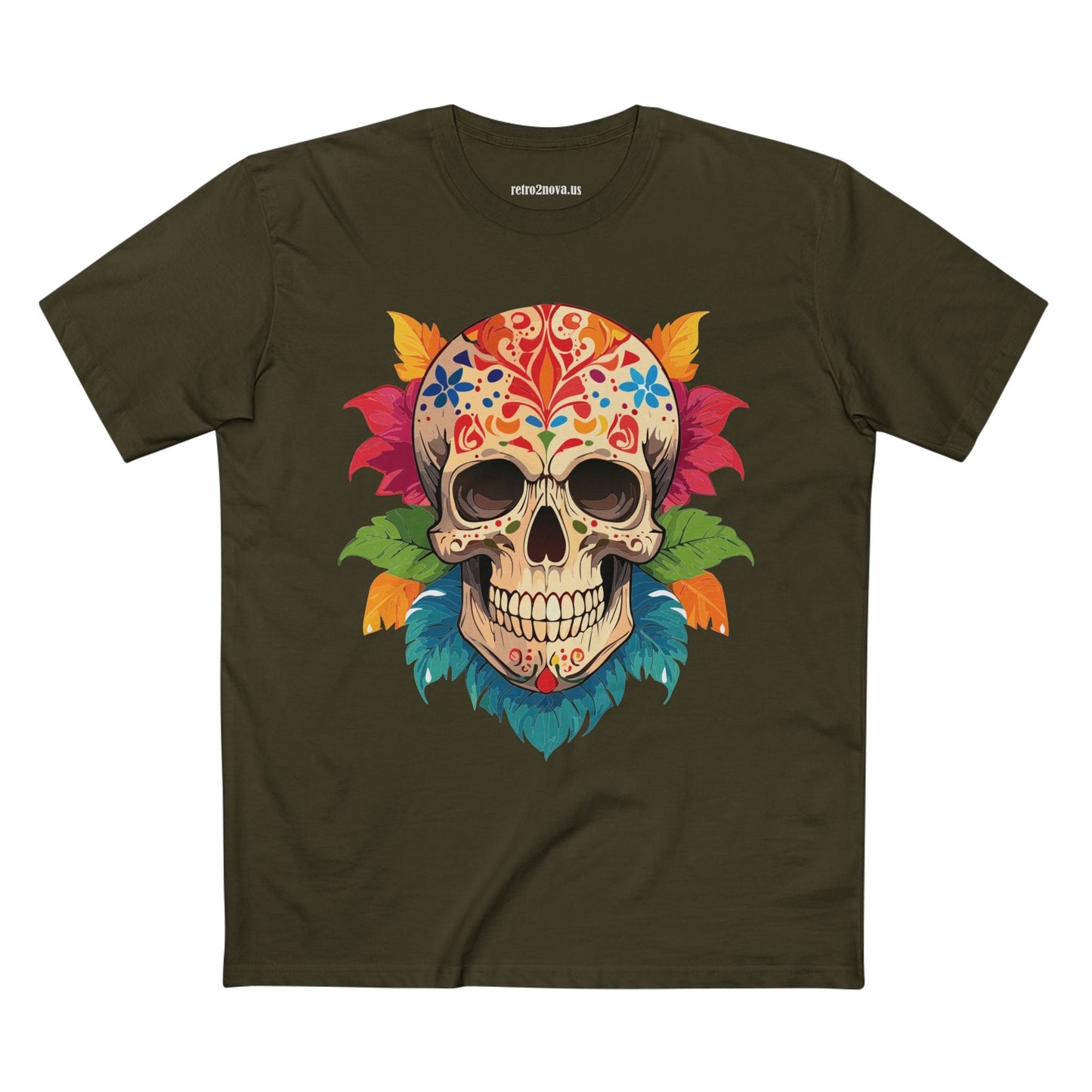Unisex Skull Shirt With Original Art Design By Retro2Nova Premium Cotton Tee SS-5