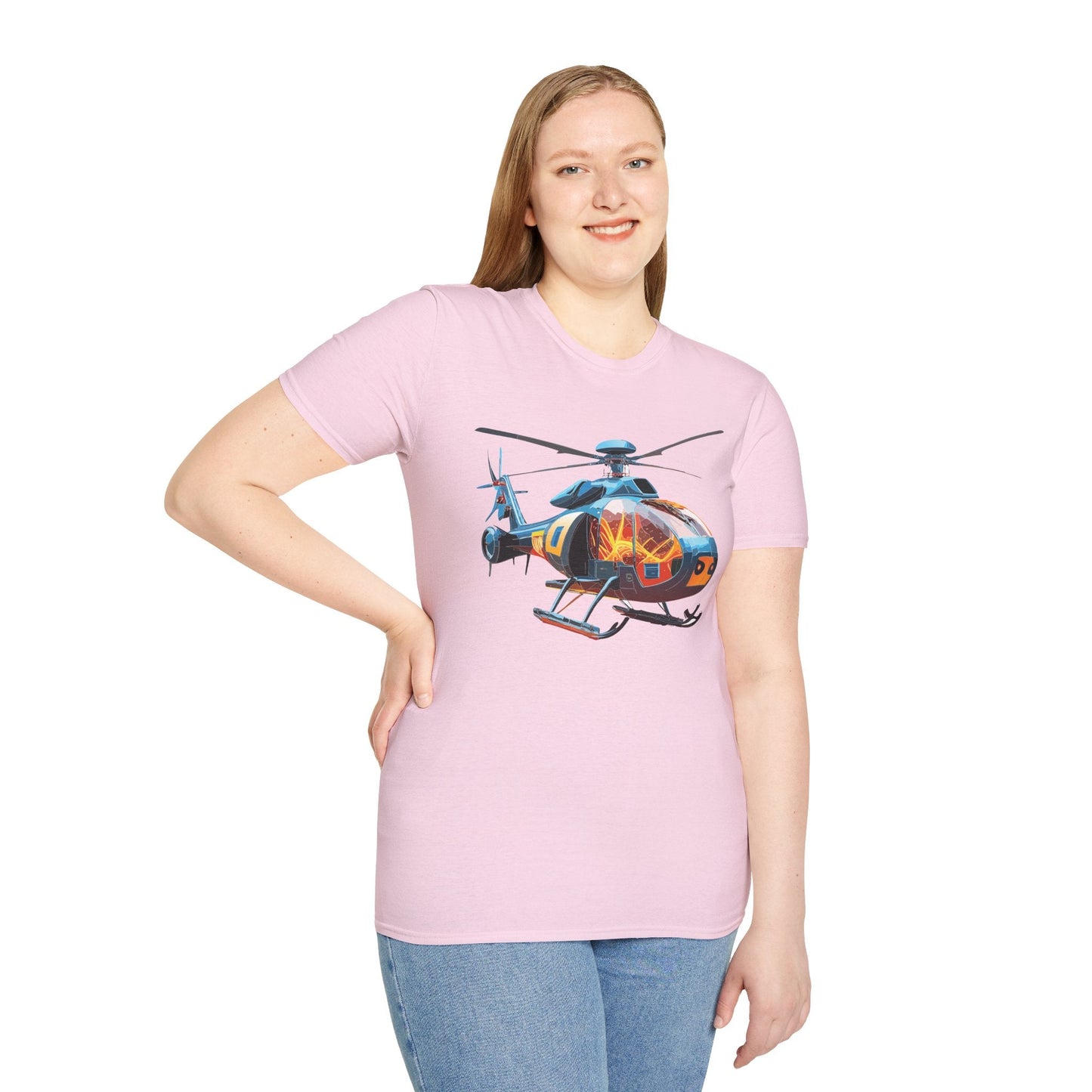 Helicopter Chopper Shirt Unisex Gildan Softstyle 64000 Short Sleeve Tee For Everyday Wear