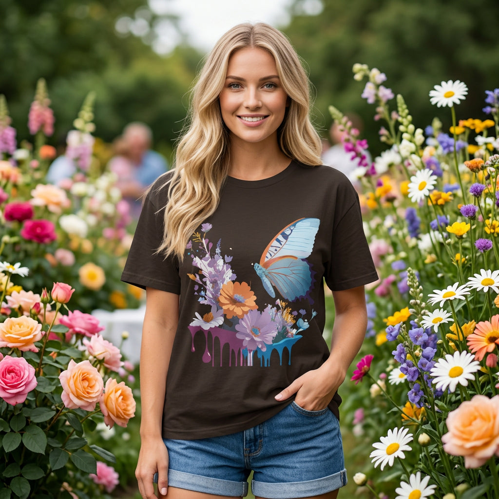 Butterfly Graphic Unisex Cotton Bella+Canvas Tee with Art Design n89