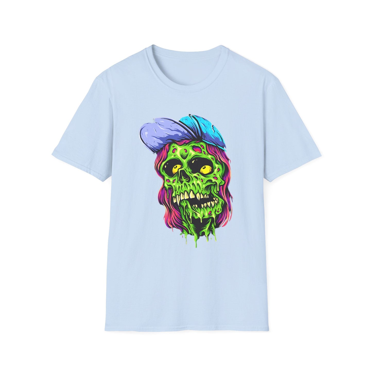 Unisex Skull Tee Shirt With Skeleton Artwork Gildan Softstyle 64000 Ring Spun Cotton