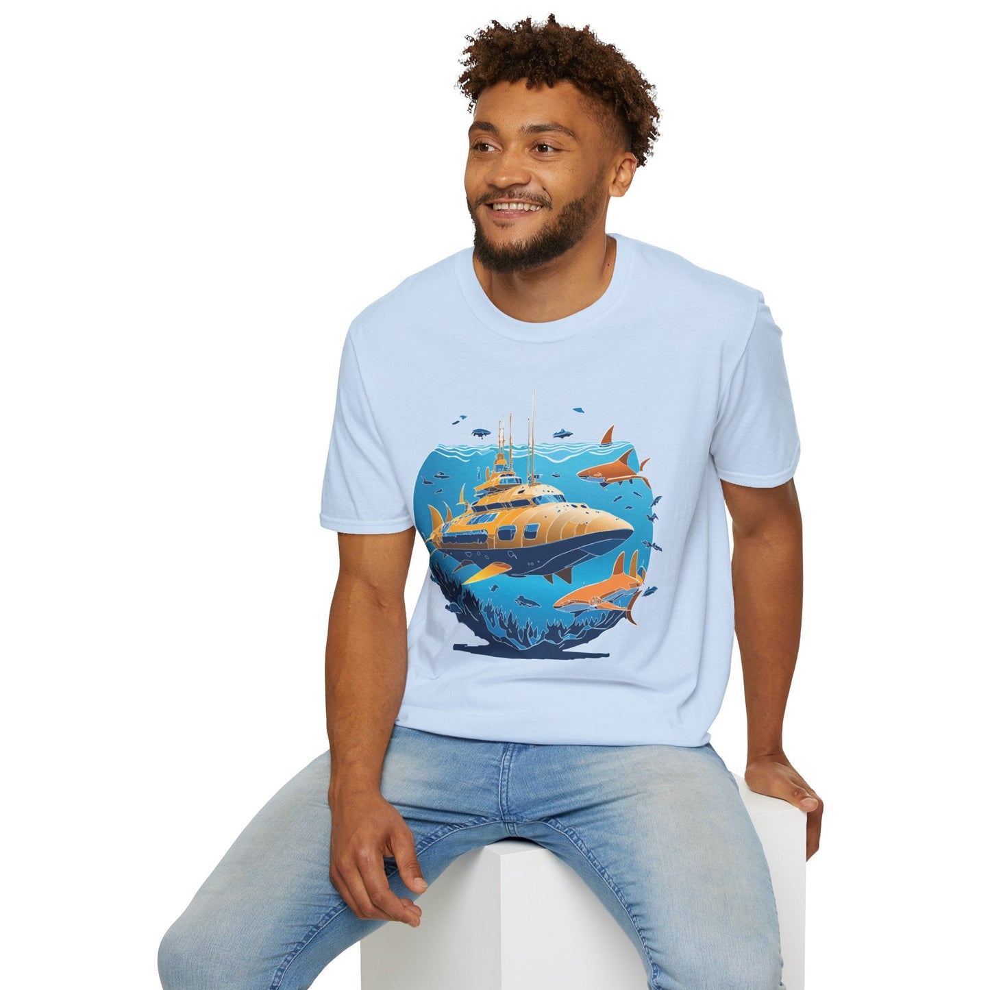 Ocean T Shirt Unisex Gildan Softstyle 64000 100 Percent Cotton Ring Spun U Boat Design Graphic