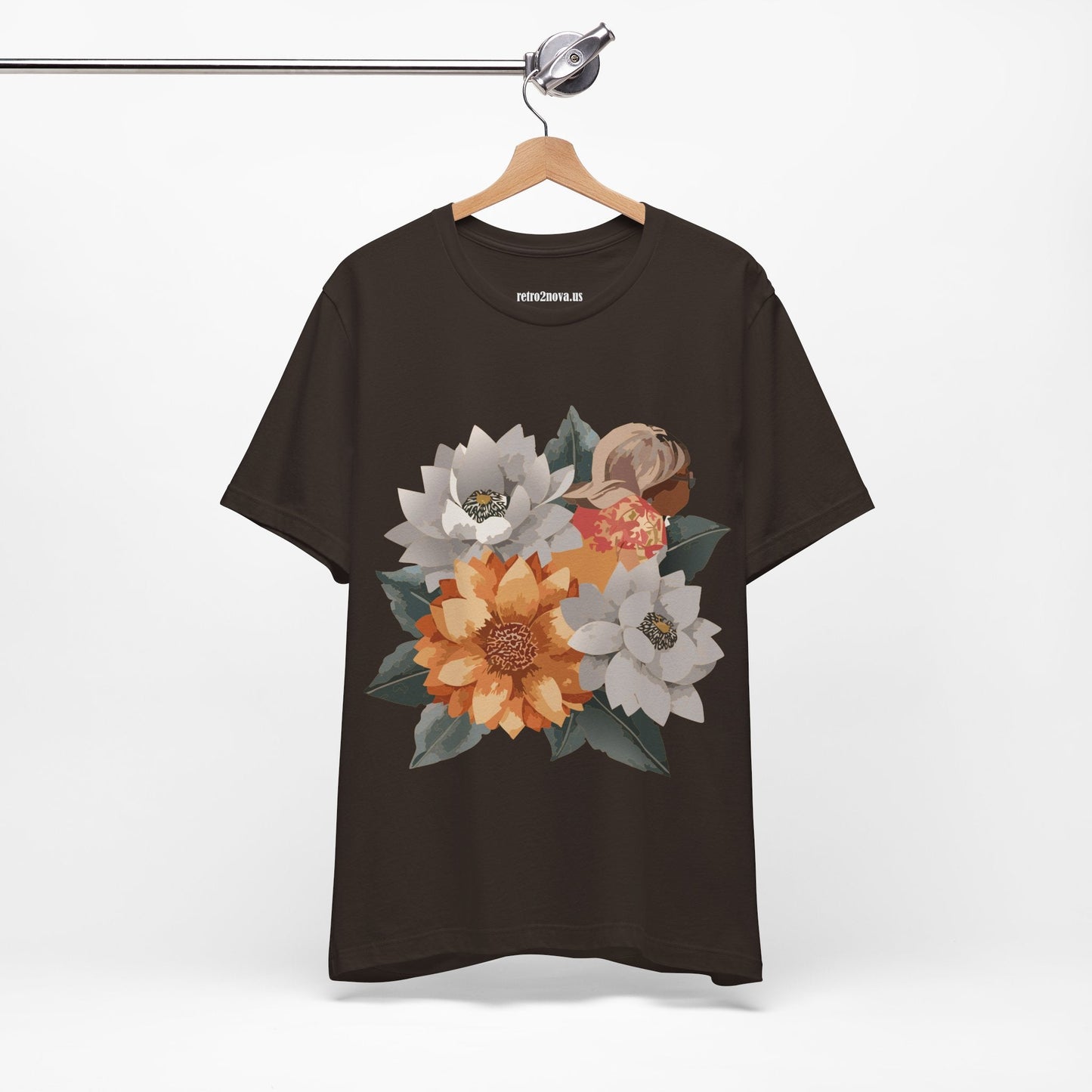 Retro2Nova Flowers Shirt Floral Shirt Unisex Floral Tee Lightweight Breathable Jersey