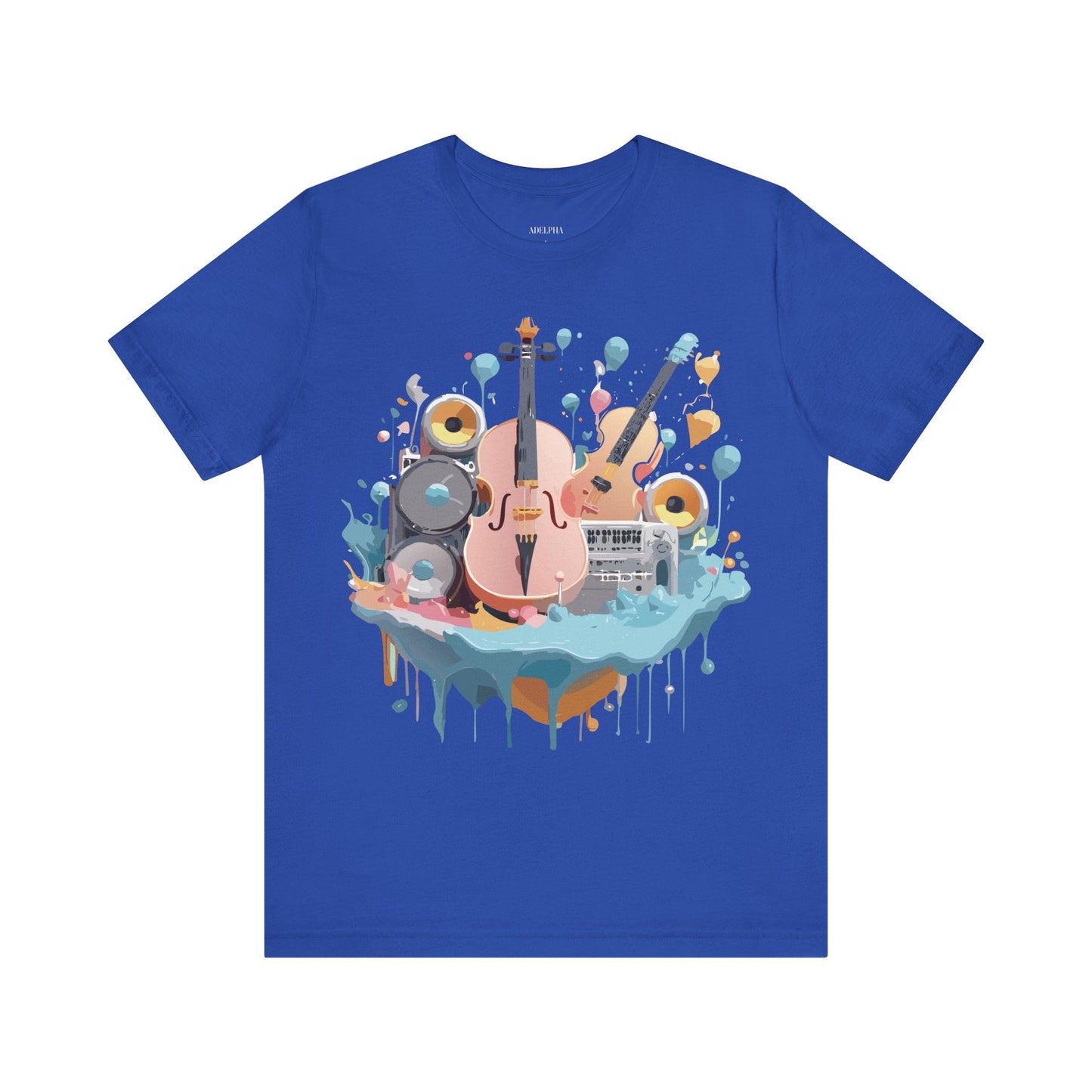 Music Graphic Unisex 100 Cotton Vintage Art with Musical Elements Tee 90