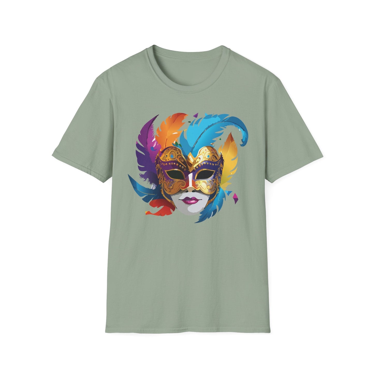 Mask Tee Shirt Unisex Short Sleeve Cotton Tee Art Design Masquerade Gildan Softstyle 64000