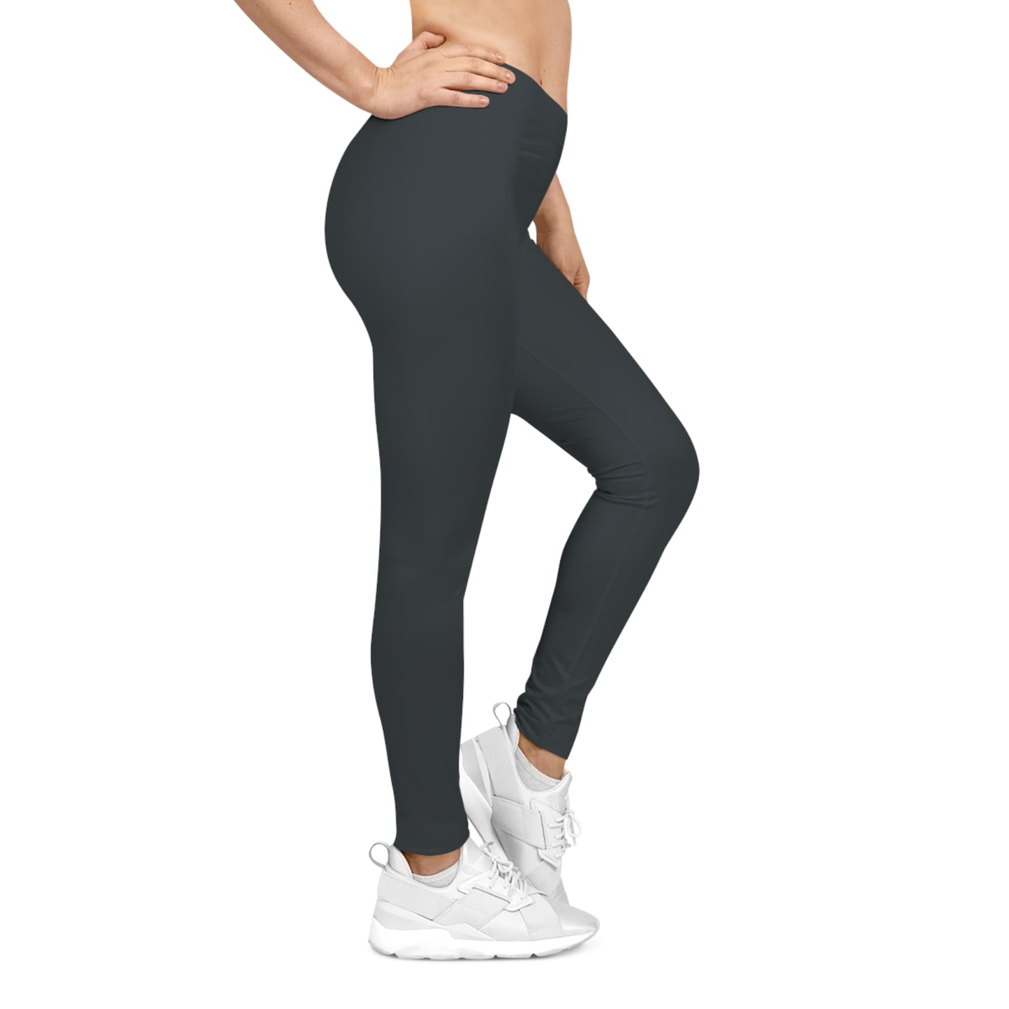 Jet Black Color Women's Poly-Span Casual Leggings Print Everyday Activewear Pants
