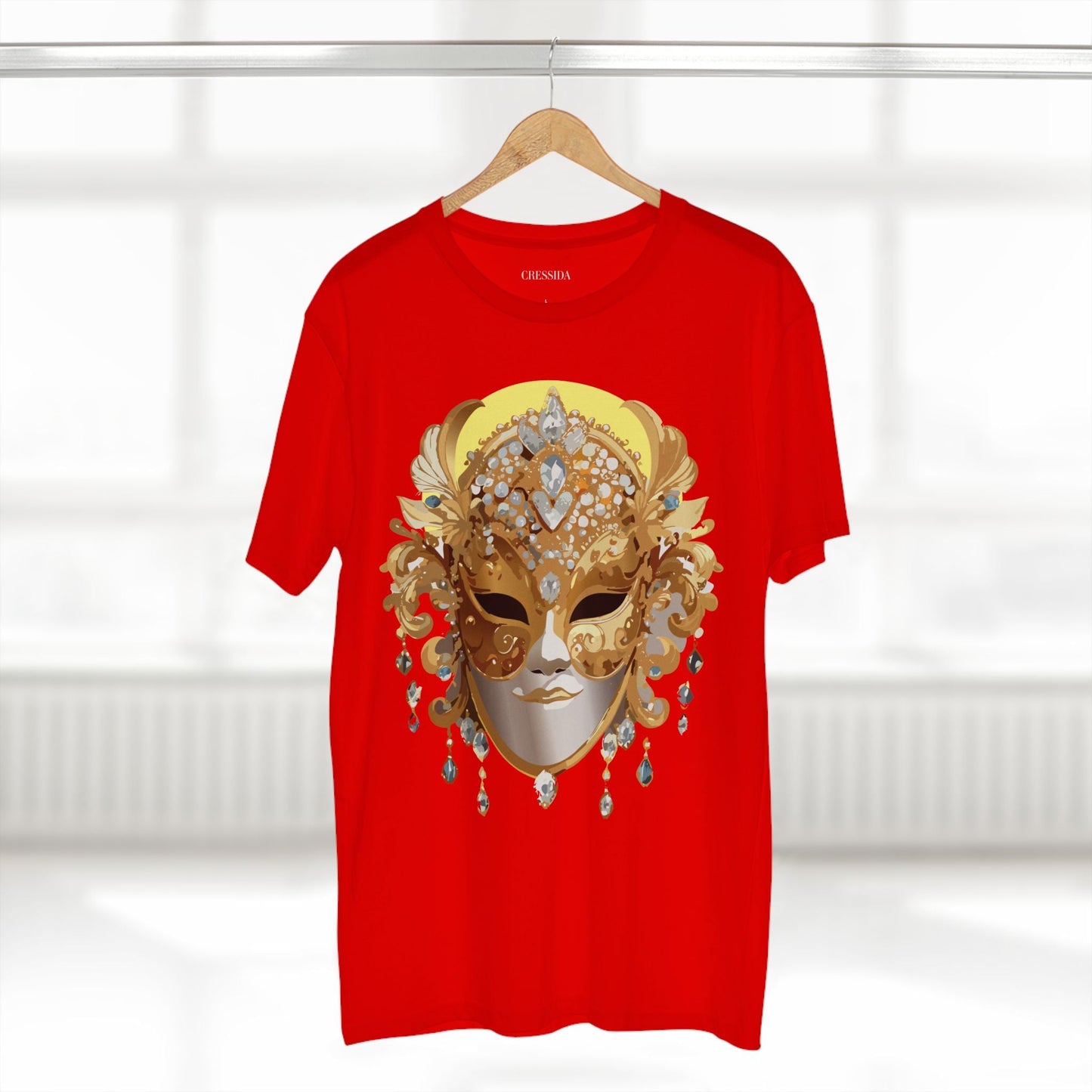 Carnival Mask Graphic T-Shirt Unisex 100 Cotton With Antique Gold Art Design Tee 7