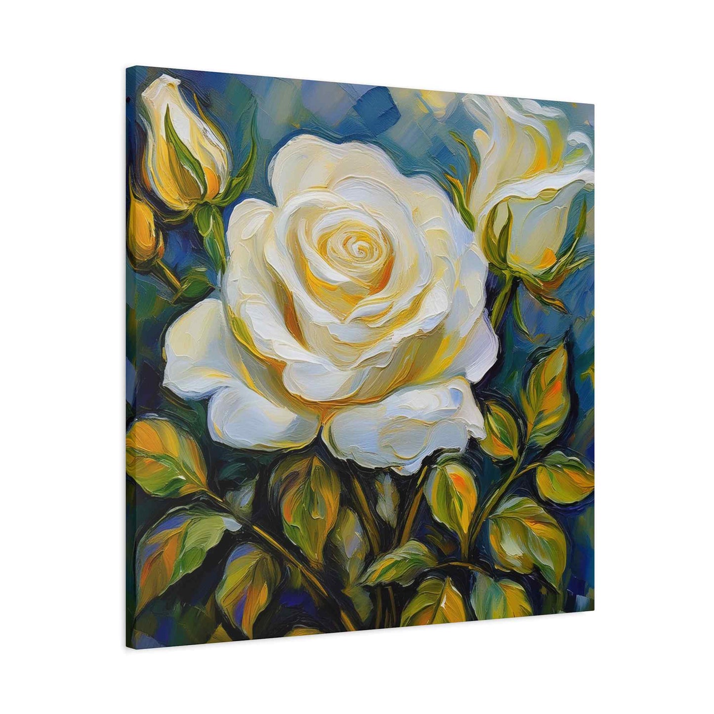 White Roses Print Canvas, Roses Oil Paint Print 20x20, 24x24, 30x30, 32x32, 36x36, Floral Art Design Print Non-Frame MC-21