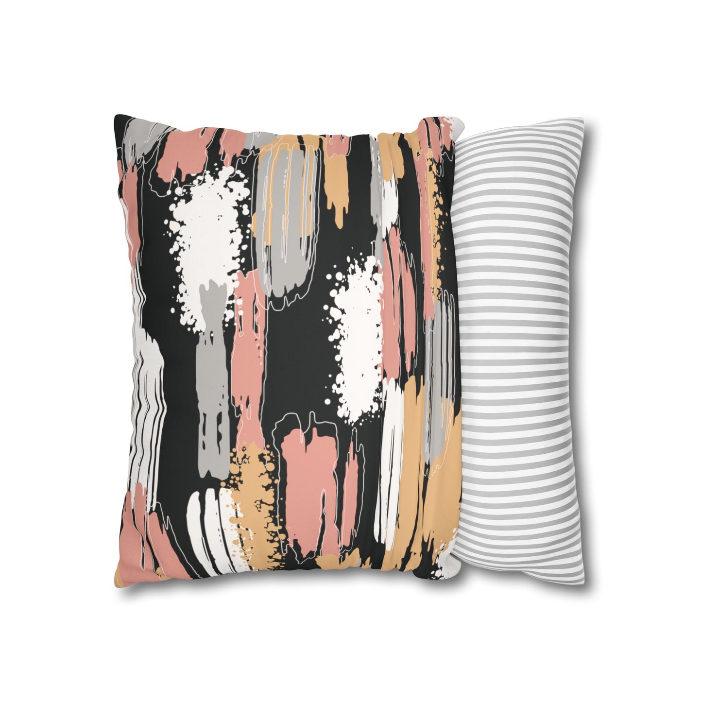 Faux Suede Pillowcase with Abstract print