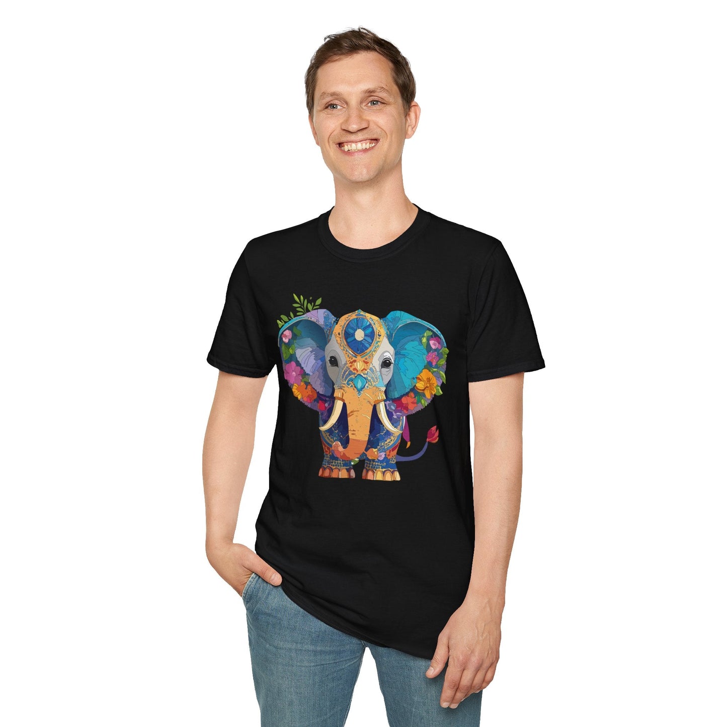 Elephant Graphic Shirt For Adults Unisex Softstyle Tee 100 Percent Cotton Gildan 64000