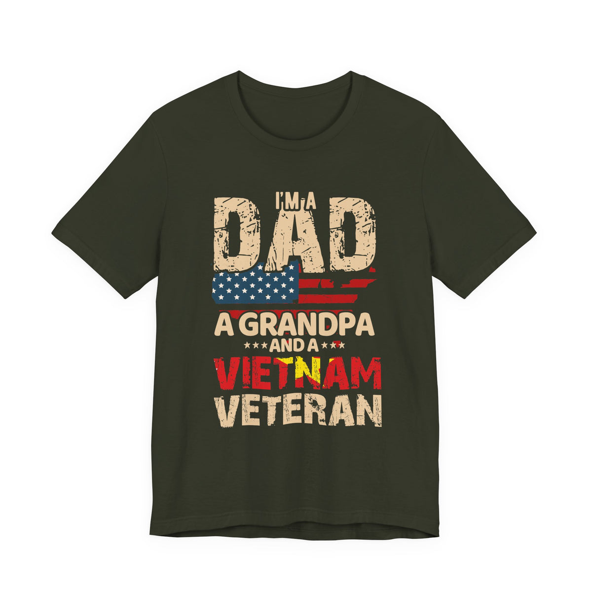 I'm a Dad a Grandpa and a Vietnam Veteran T-Shirt American Flag Patriotic Unisex Cotton Tee v3