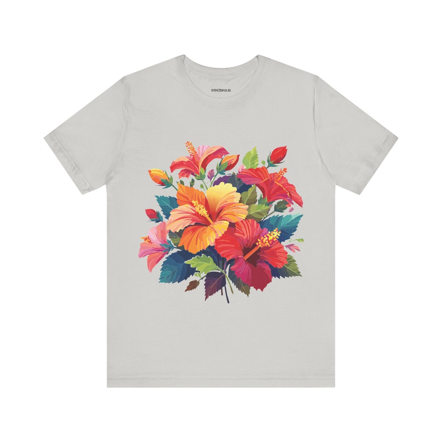 Retro2Nova Floral Shirt Unisex Jersey Short Sleeve Tee From Flowers Collection Bold Vibrant Design
