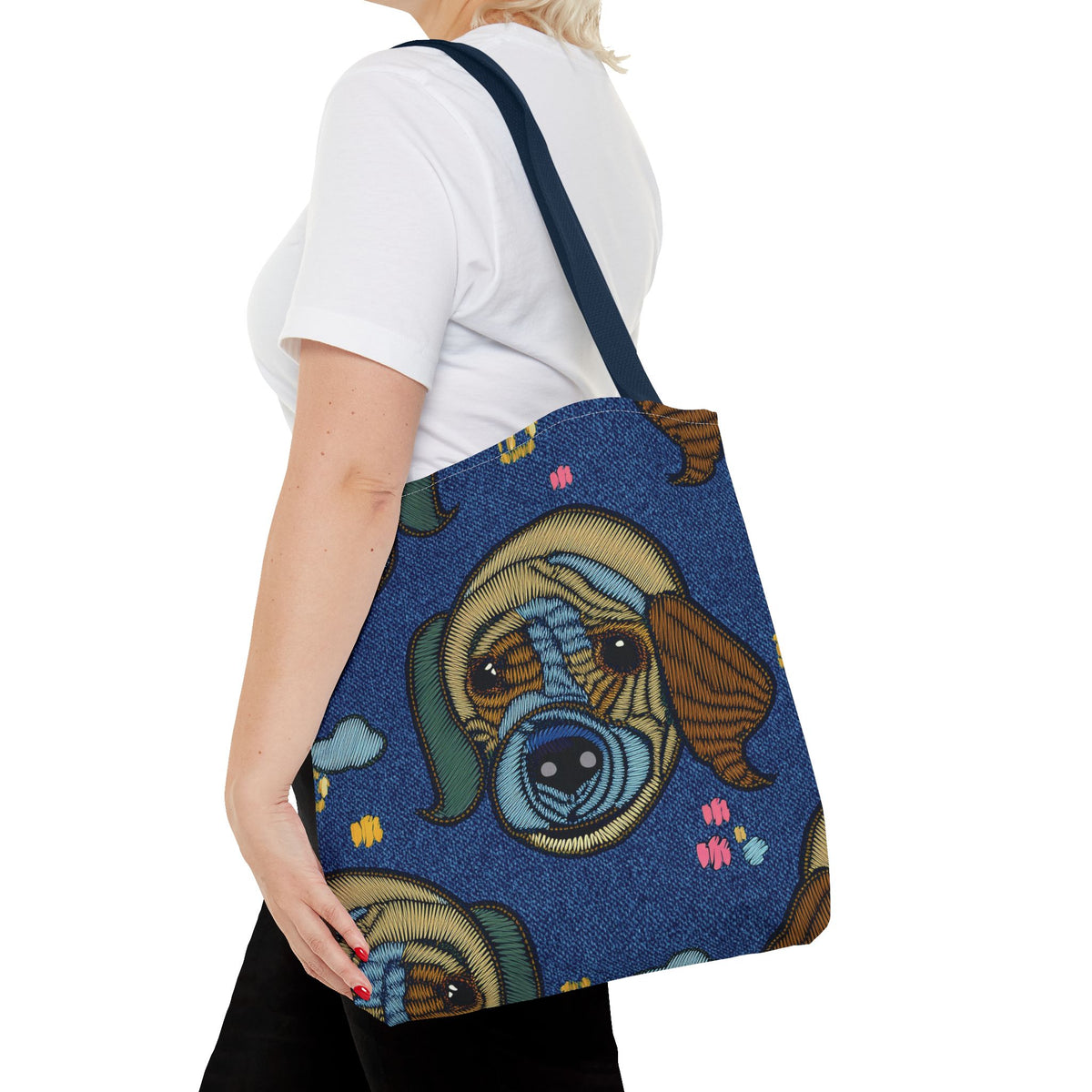 Denim Fabric Imitation Print Unisex Canvas Bag Poly Spun 3 Sizes Tote Bag 191-11