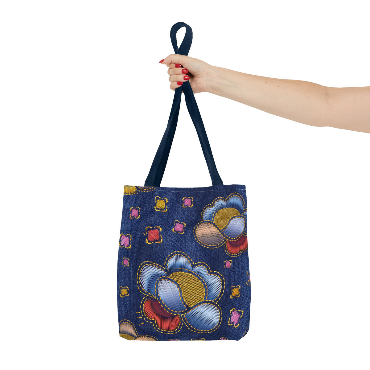 Denim Fabric Imitation Print Unisex Canvas Bag Poly Spun 3 Sizes Tote Bag 159-6
