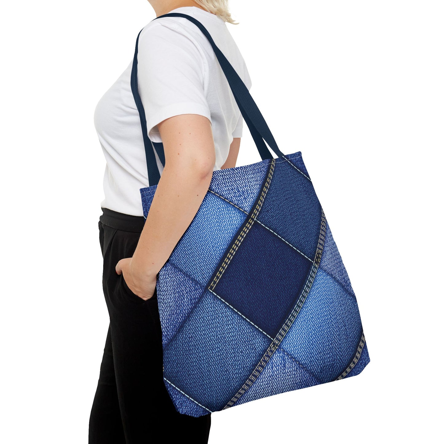 Denim Fabric Imitation Print Unisex Canvas Bag Poly Spun 3 Sizes Tote Bag 105