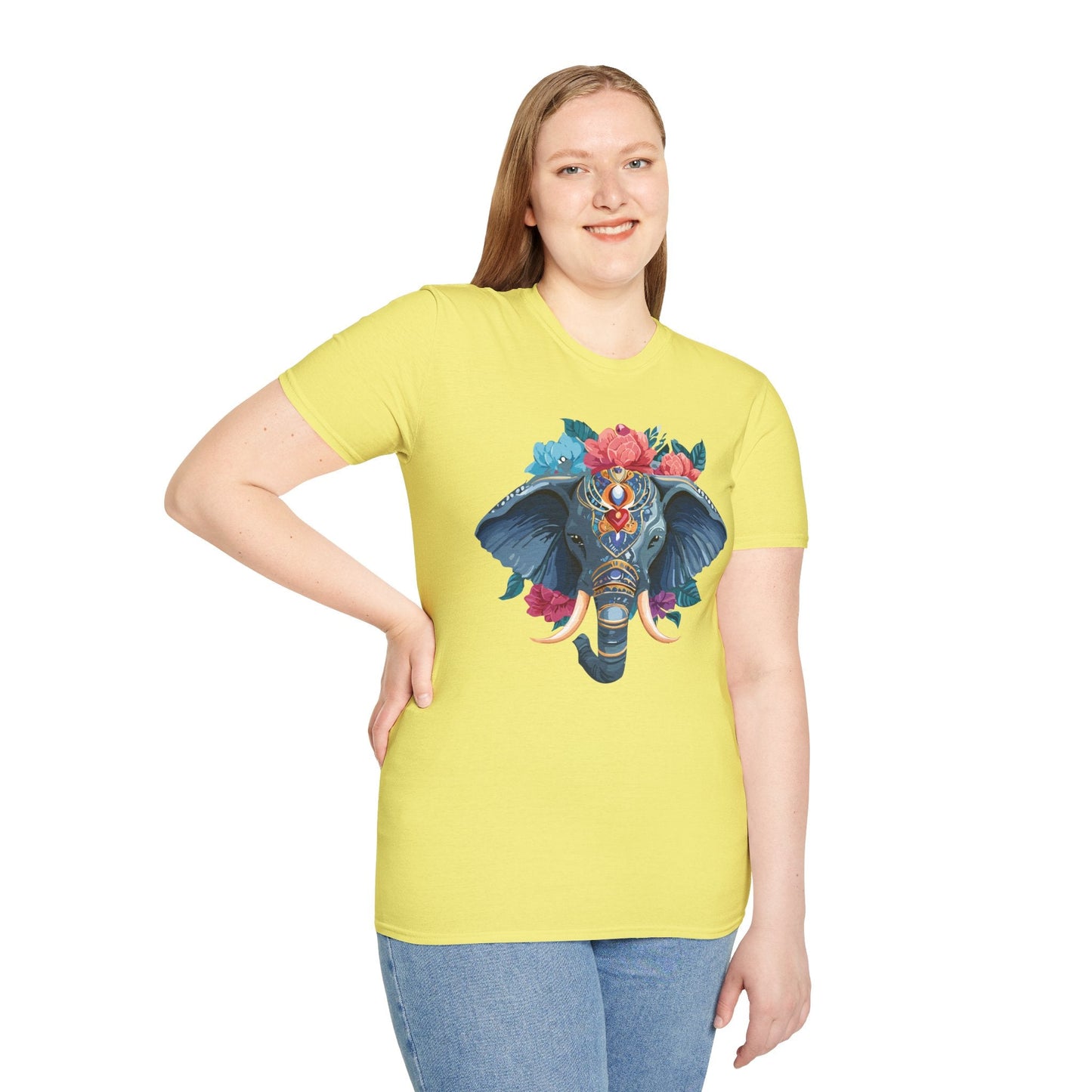 Elephant T Shirt Unisex Softstyle Tee Gildan 64000 100 Percent Ring Spun Cotton Fabric