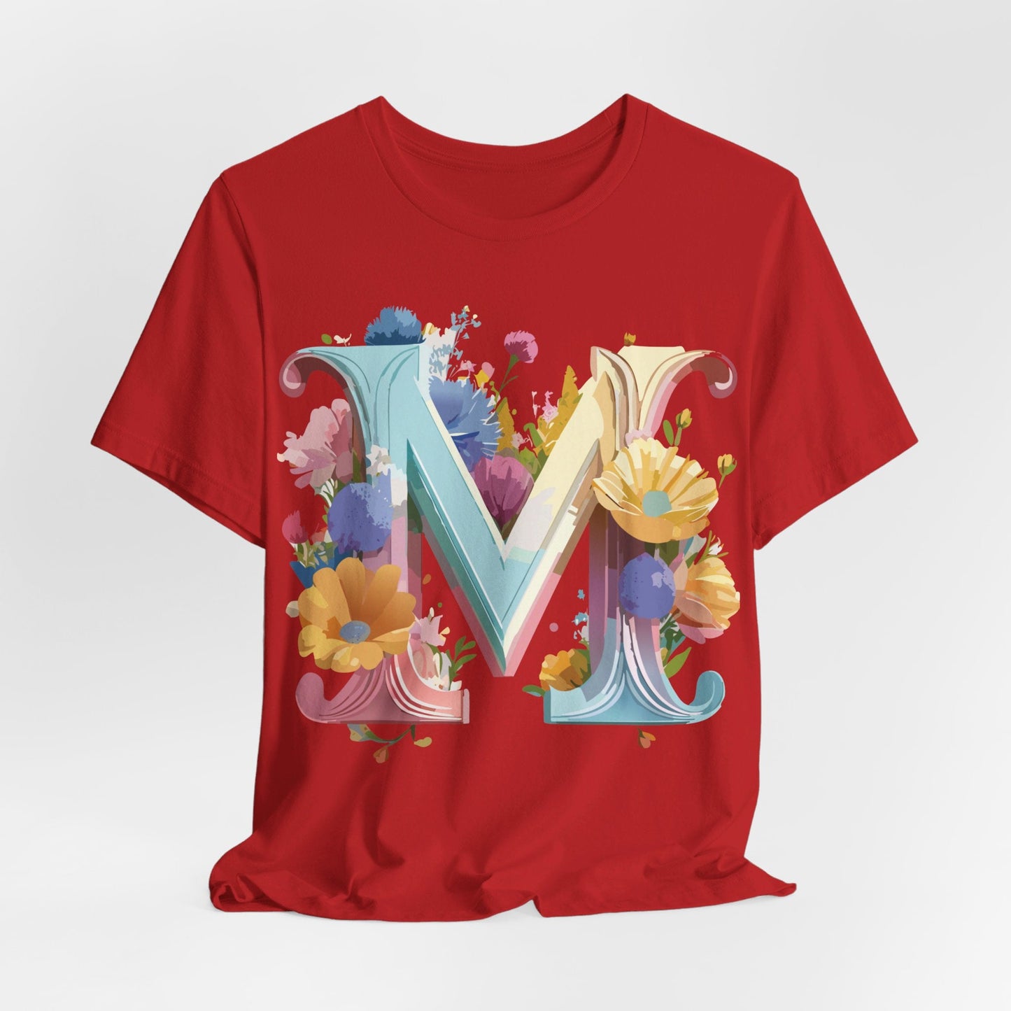 Letter M Shirt Unisex Graphic Tee Vintage Inspired Artwork Adelpha Short Sleeve Collection