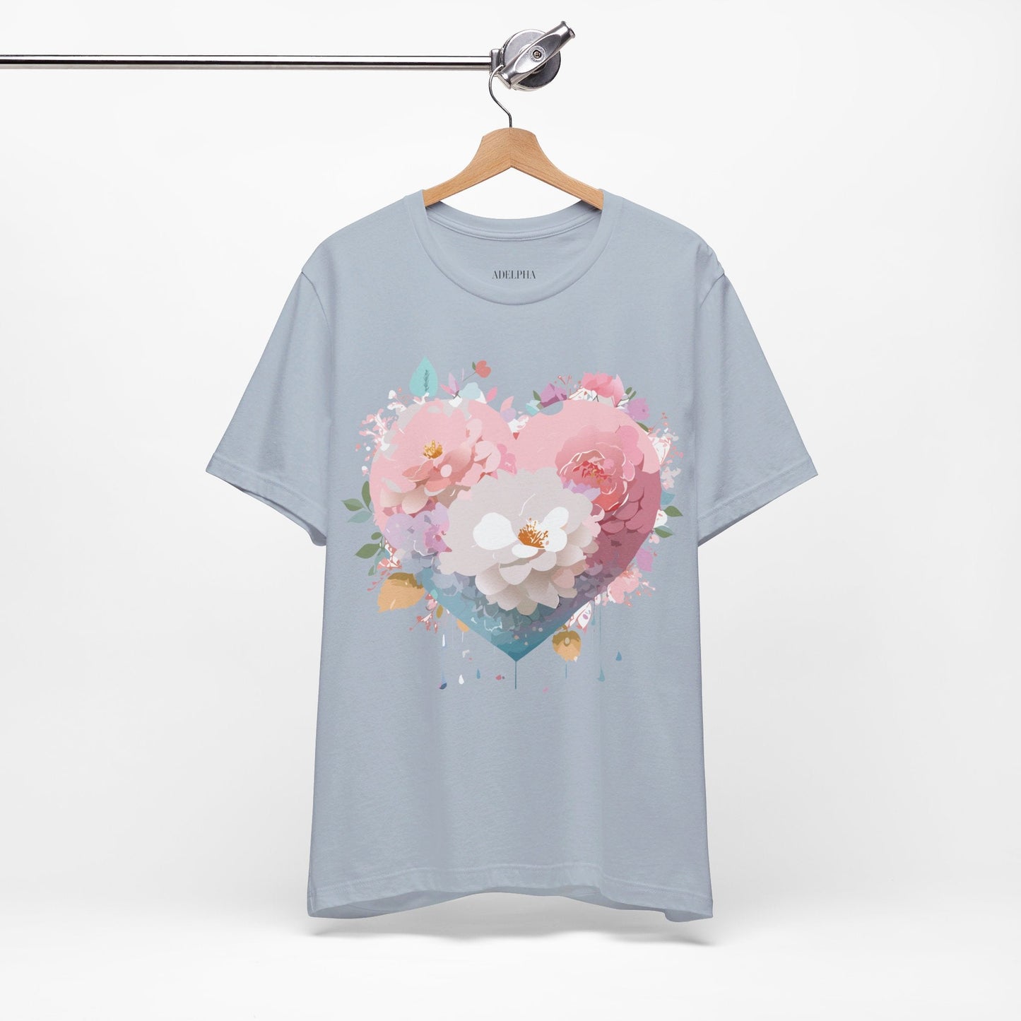 Valentine Day Graphic Unisex 100 Cotton Vintage Artwork with Love and Flower Design Tee 35