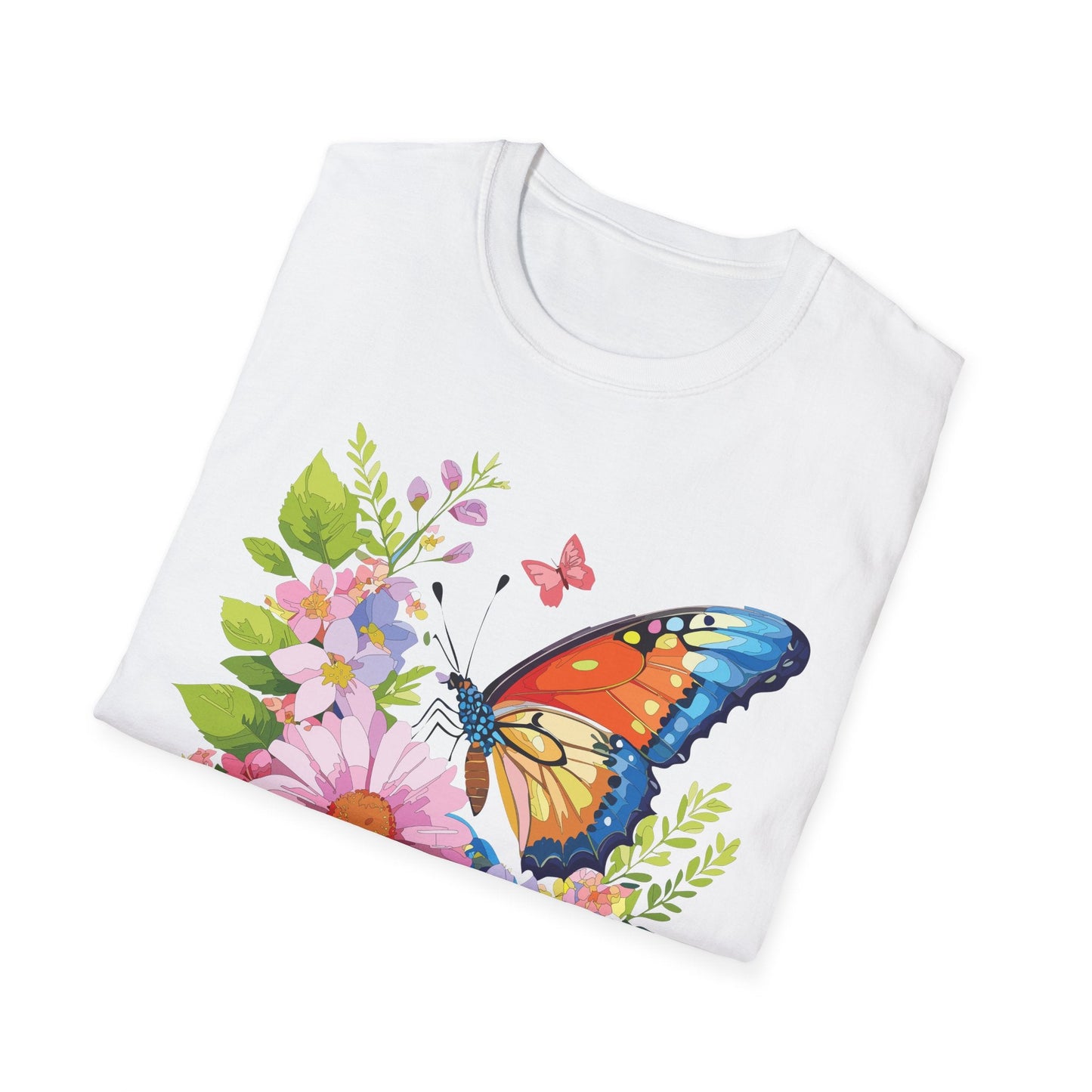 Butterfly T Shirt Unisex Short Sleeve Gildan Softstyle 64000 Monarch Butterfly Design Graphic