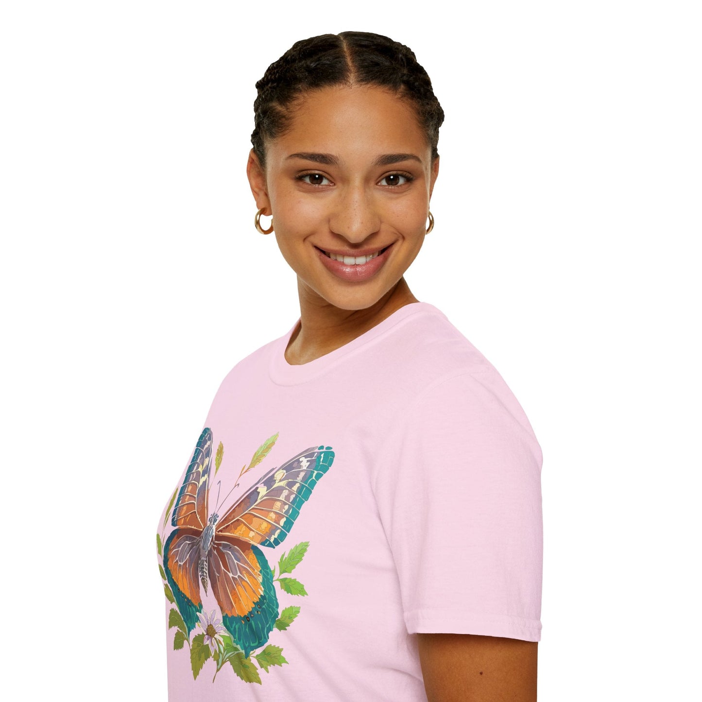 Unisex Butterfly Shirt With Monarch Design Cotton Tee Gildan 64000 Softstyle Comfort