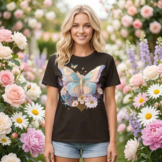 Butterfly Graphic Unisex Cotton Bella+Canvas Tee with Art Design n63