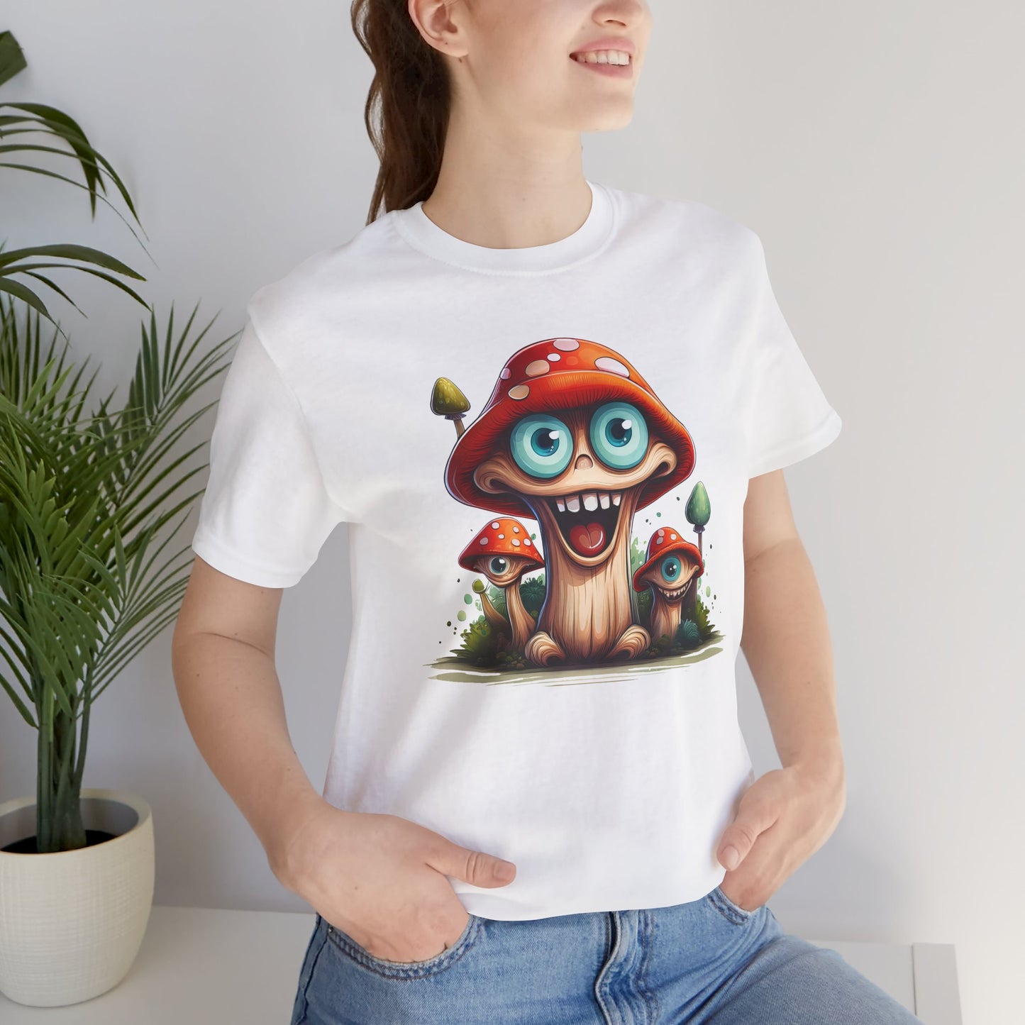 Cute Mushroom Graphic Tee, Fun Cartoon Shirt, Funny Mushroom Shirt, Cute Cartoon Tees, Graphic T-Shirt, Art Design T-Shirt