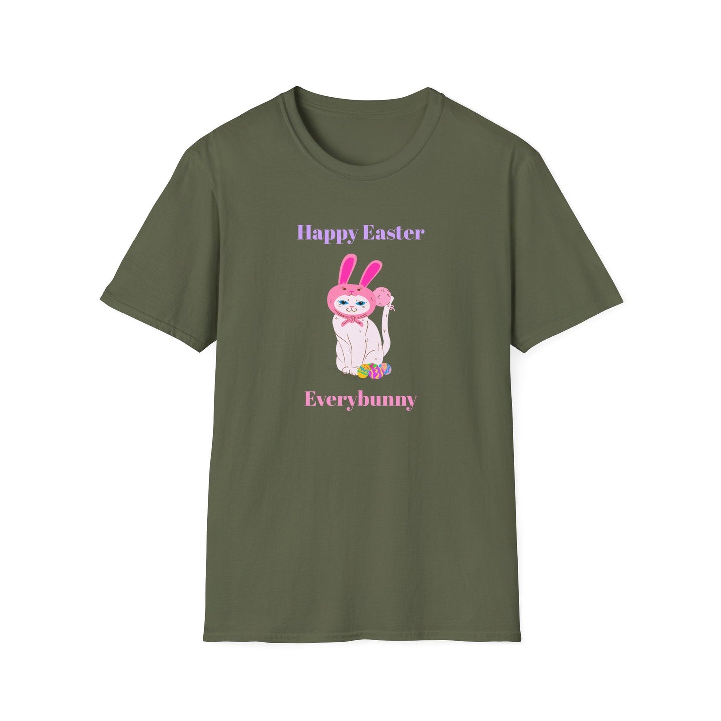 Unisex Easter Bunny T Shirt Softstyle 64000 Tee With Easter Design Print Gildan 100 Percent Ring Spun Cotton