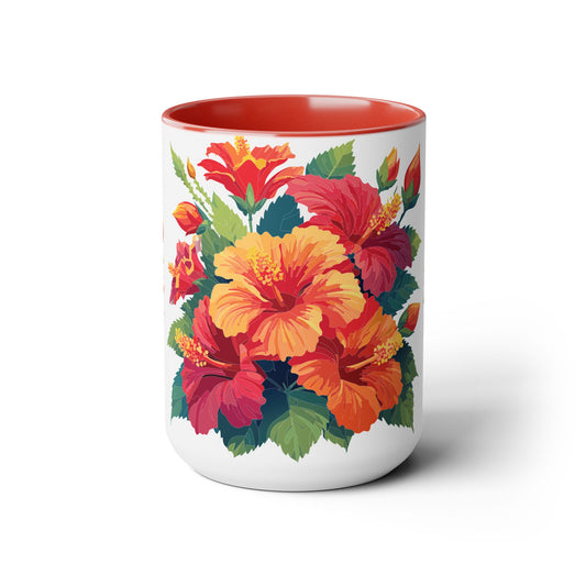 Two-Tone Coffee Mug with flowers