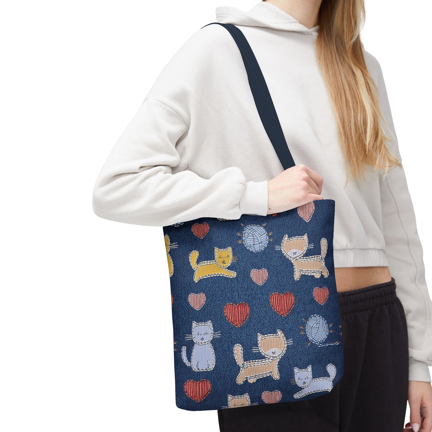 Love Day Graphic Design Denim Fabric Imitation Print Unisex Canvas Bag POLY 3 Sizes Tote Bag 201-8