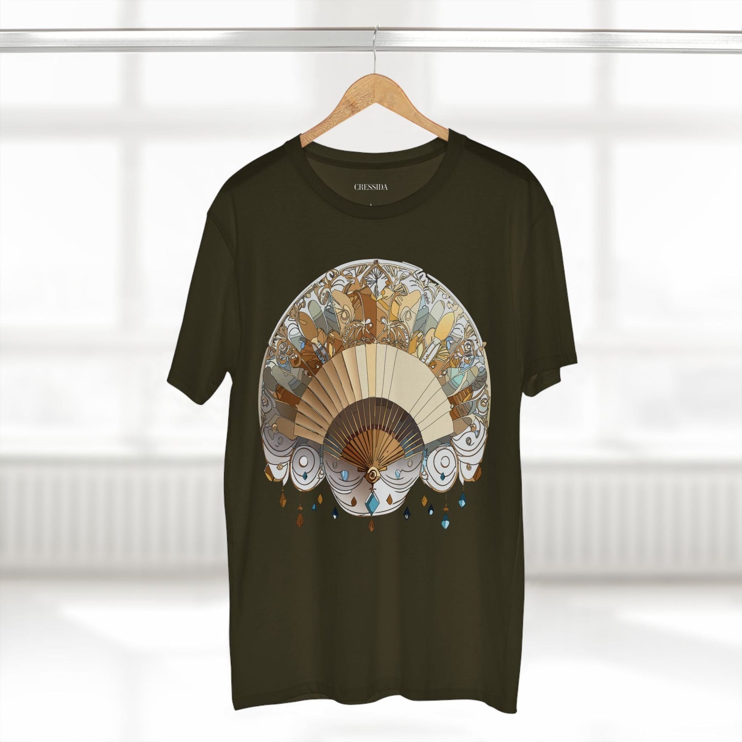 Antique Fan Graphic Design T-Shirt Unisex 100 Cotton Floral Carnival Artwork Tee 11