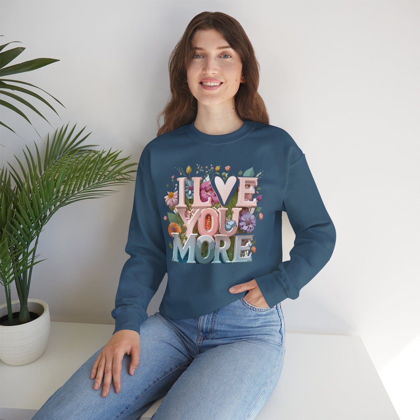 Floral Love Sweatshirt Unisex Crewneck Valentine Day Floral Print Cozy Winter Wear